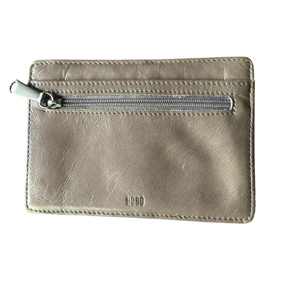 HOBO Taupe Zipped Leather Mini Wallet Card Holder - Picture 1 of 2